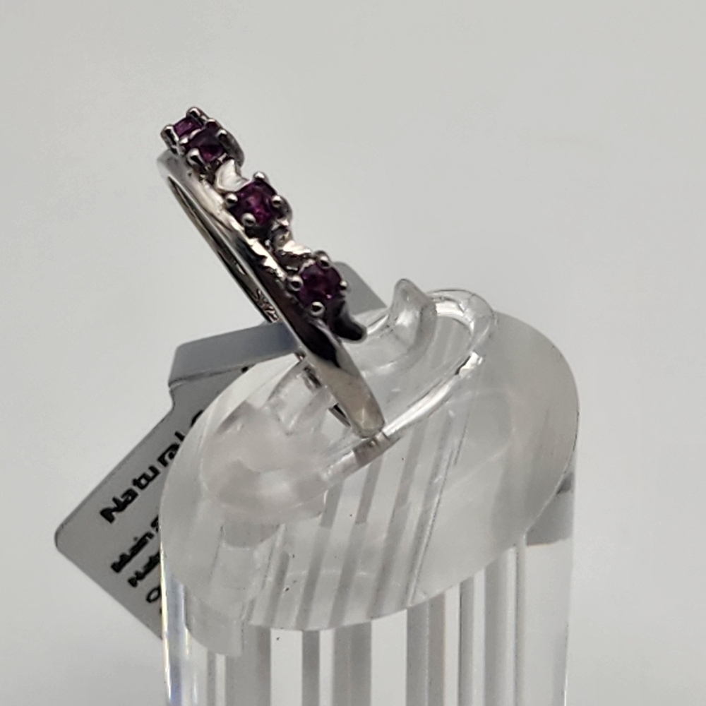 NWT Sterling Silver & Natural Purple Garnet Adjustable Ring - Picture 3 of 6